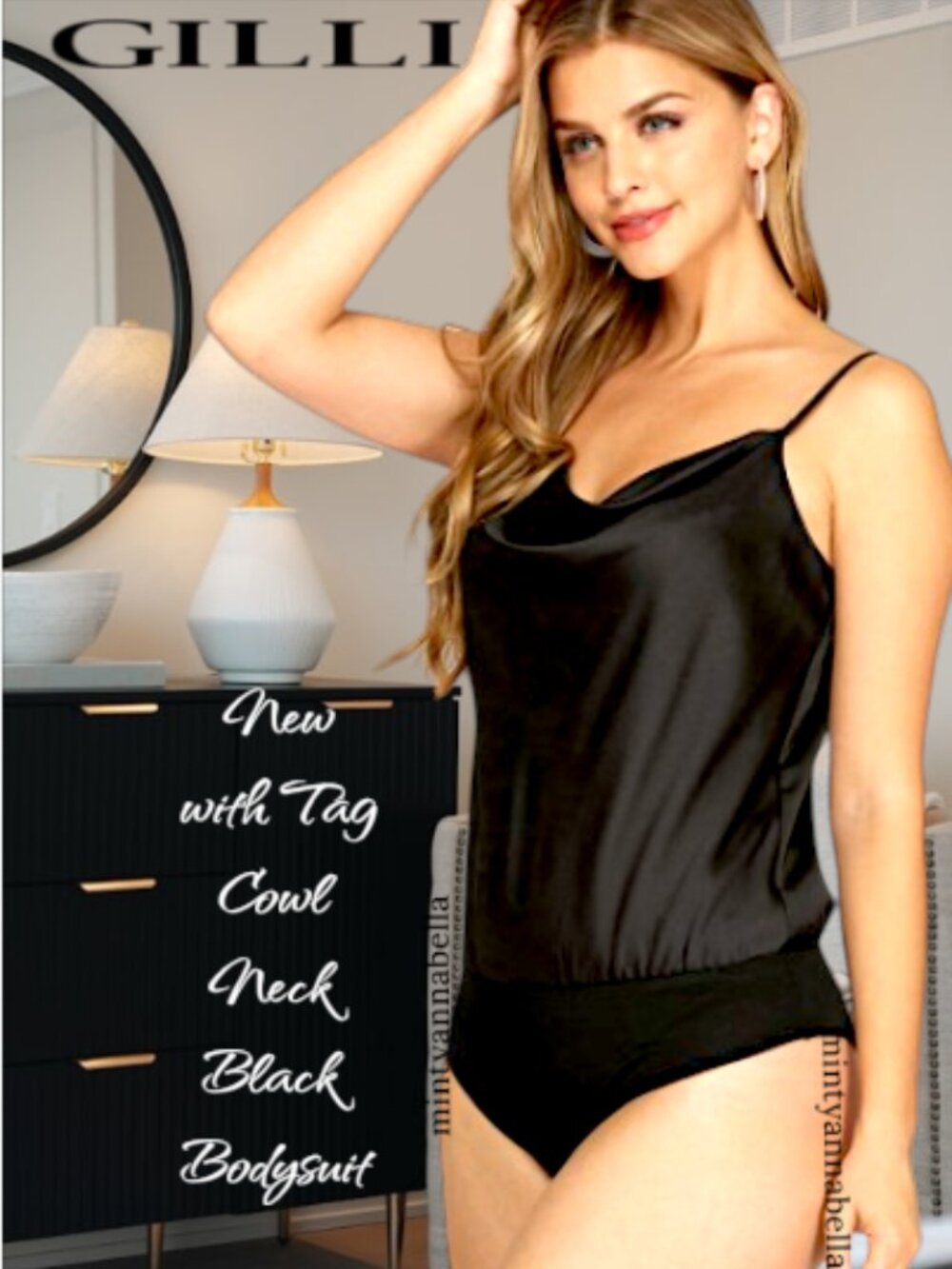 Gilli Cowl Neck Black Bodysuit | Style UT3421G